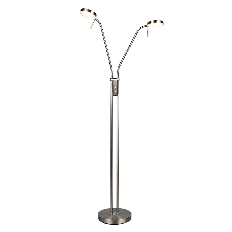 Lampadaire moderne nickel, Bilge, avec variateur tactile