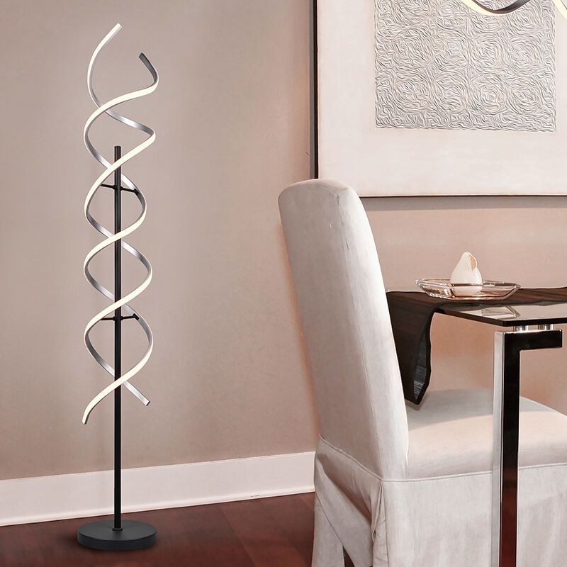 Lampadaire design chromé, Sylvian, 32W, blanc chaud à froid réglable LED, avec variateur tactile Lampadaire design chromé, Sylvian, 32W, blanc chaud à froid réglable LED, avec variateur tactile