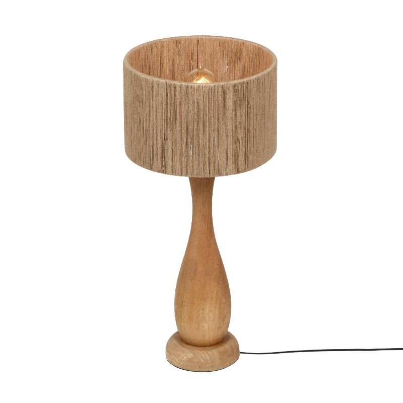 Lampe de table rustique bois, Mucahit, avec interrupteur