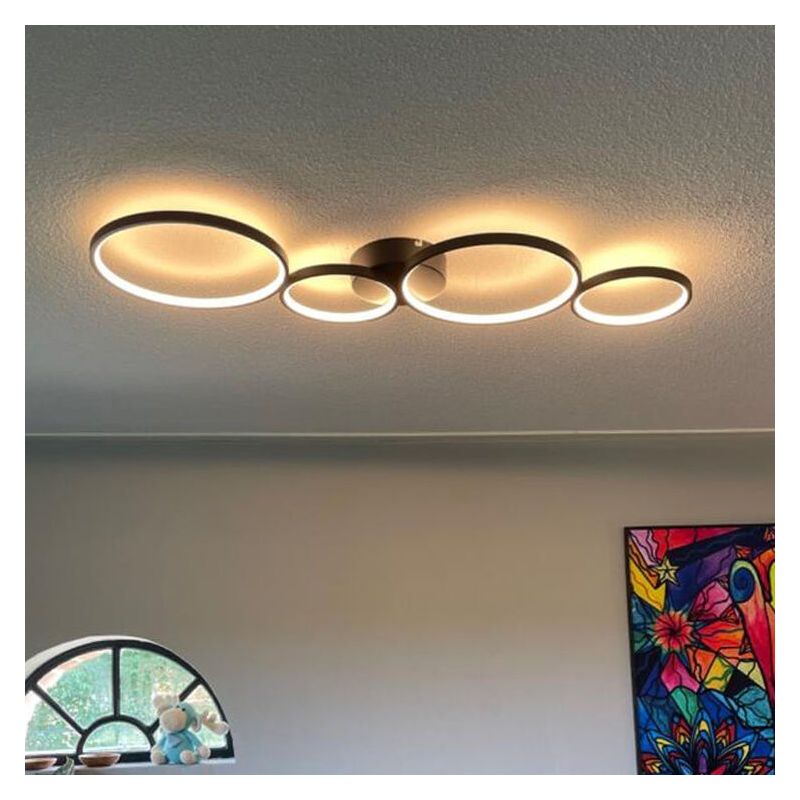 Lampe plafond moderne noire, Robon, 37W, 3000K LED