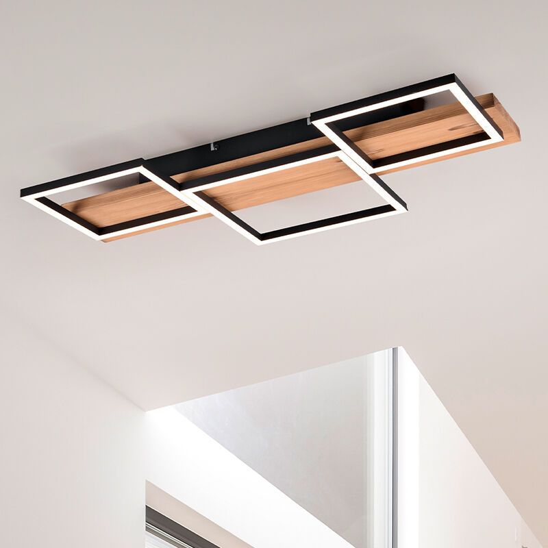 Lampe plafond en bois marronne, Justian, 30W, 3000K LED, gradable en 3 étapes Lampe plafond en bois marronne, Justian, 30W, 3000K LED, gradable en 3 étapes