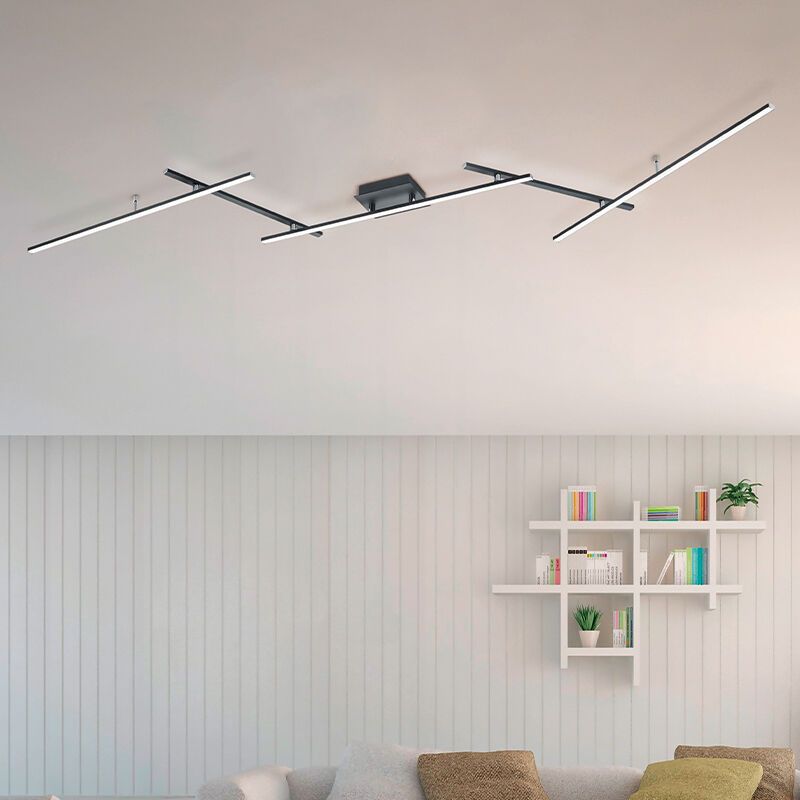 Lampe plafond moderne noire, Nadja, 22W, RGBW LED, avec télécommande