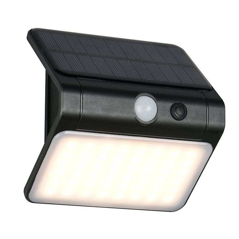 Applique solaire extérieur en plastique noire, Mijs, 2,5W, 4000K LED, IP44 Applique solaire extérieur en plastique noire, Mijs, 2,5W, 4000K LED, IP44