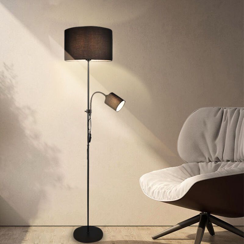 Lampadaire liseuse moderne noir, Edina, avec interrupteur