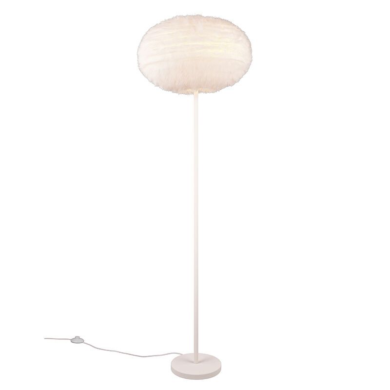 Lampadaire en tissu beige, Vijay, avec interrupteur