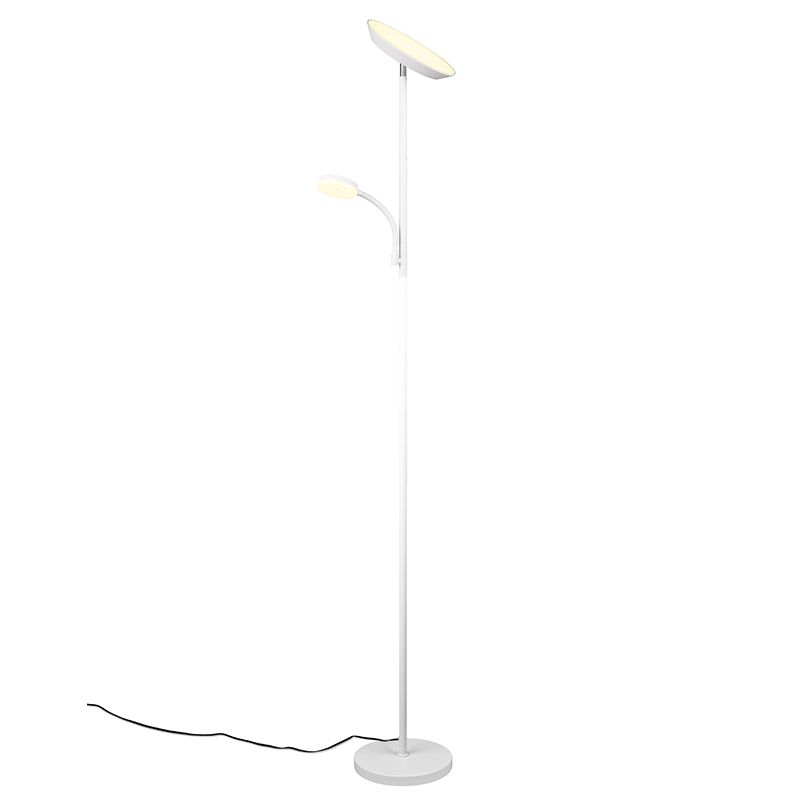 Lampadaire moderne blanc, Shahid, 17W, blanc chaud à froid réglable LED, avec variateur tactile