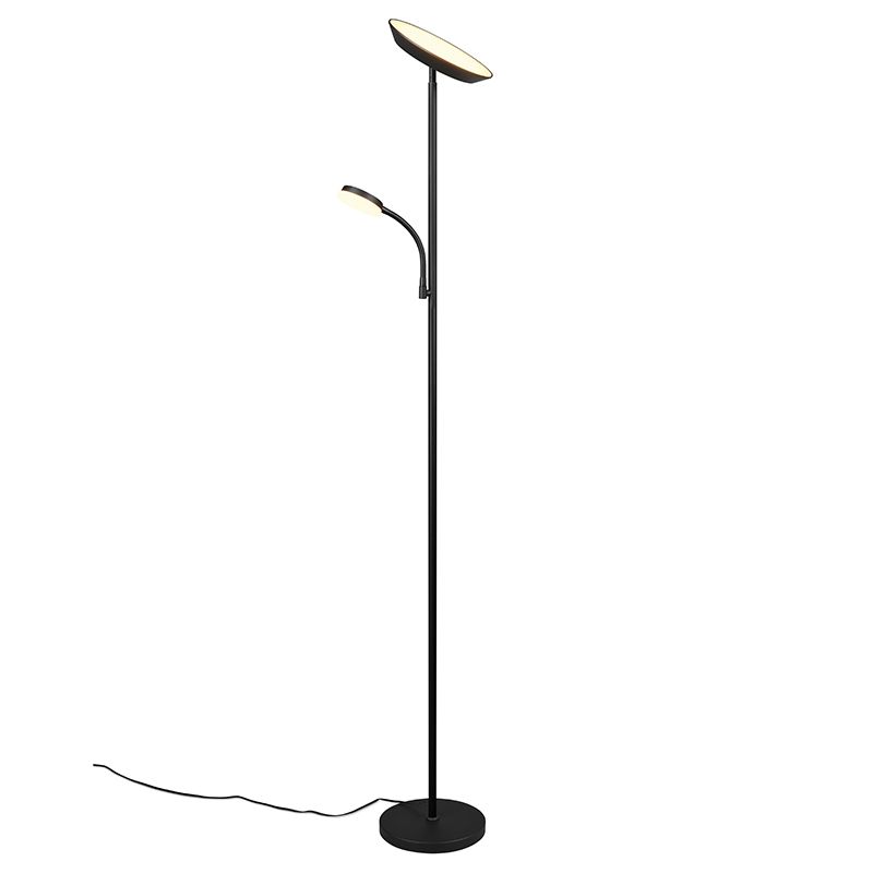 Lampadaire moderne noir, Shahid, 17W, blanc chaud à froid réglable LED, avec variateur tactile