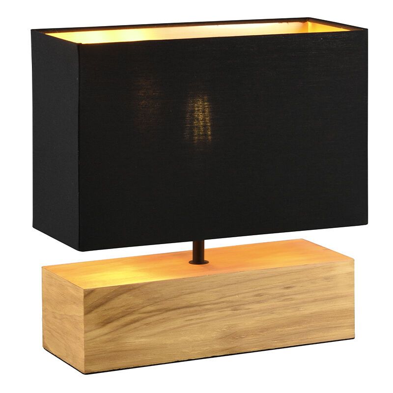 Lampe de table en bois marronne, Job, avec interrupteur