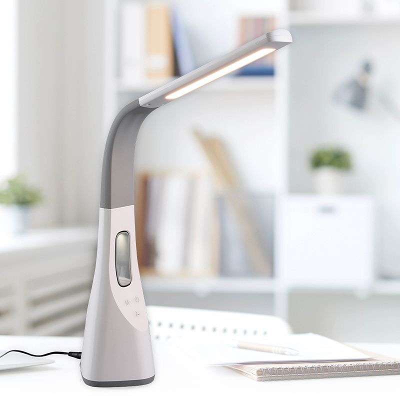 Lampe de bureau moderne blanche, Zuris, 5W, blanc chaud à froid réglable LED, avec variateur tactile
