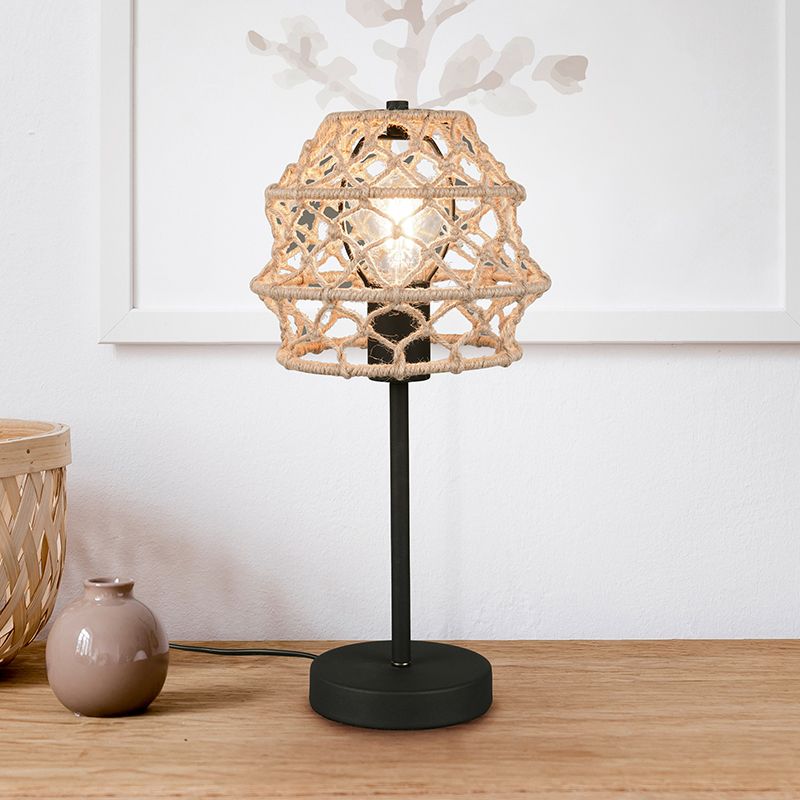 Lampe de table rustique marronne, Liduina, avec interrupteur