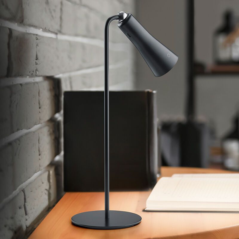 Lampe de table en métal noire, Remko, 2W, 3000K LED, avec variateur tactile Lampe de table en métal noire, Remko, 2W, 3000K LED, avec variateur tactile