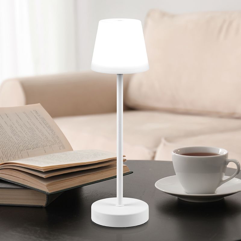 Lampe de table rechargeable en plastique blanche, Suman, 2W, blanc chaud à froid réglable LED, IP44, avec variateur tactile