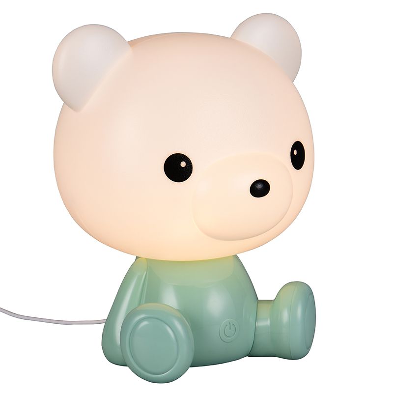 Lampe de table pour enfants en plastique verte, Lumibear, 0,3W, RGB LED, avec interrupteur