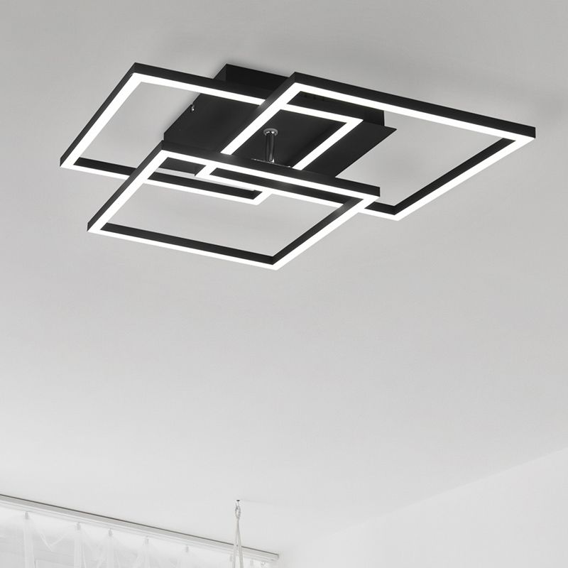 Lampe plafond moderne noire, Bibiana, 28W, blanc chaud à froid réglable LED, avec télécommande