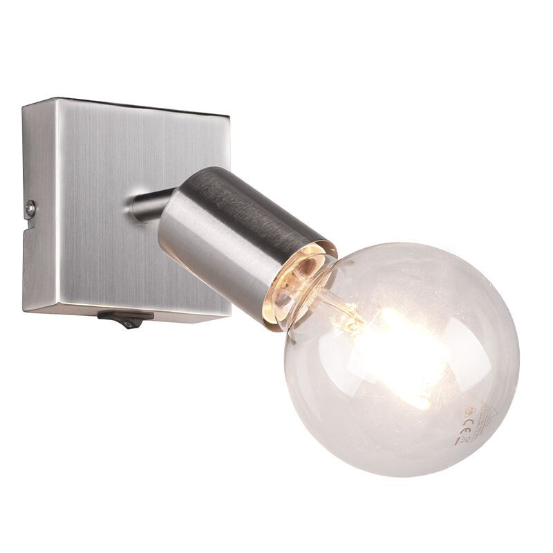 Spot mural moderne nickel, Odin, avec interrupteur Spot mural moderne nickel, Odin, avec interrupteur