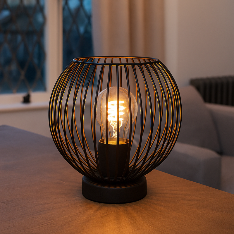 Lampe de table noire industrielle, Wiro, avec interrupteur Lampe de table noire industrielle, Wiro, avec interrupteur