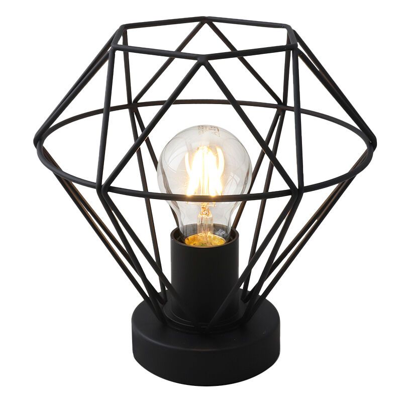 Lampe de table noire industrielle, Jochem, avec interrupteur Lampe de table noire industrielle, Jochem, avec interrupteur