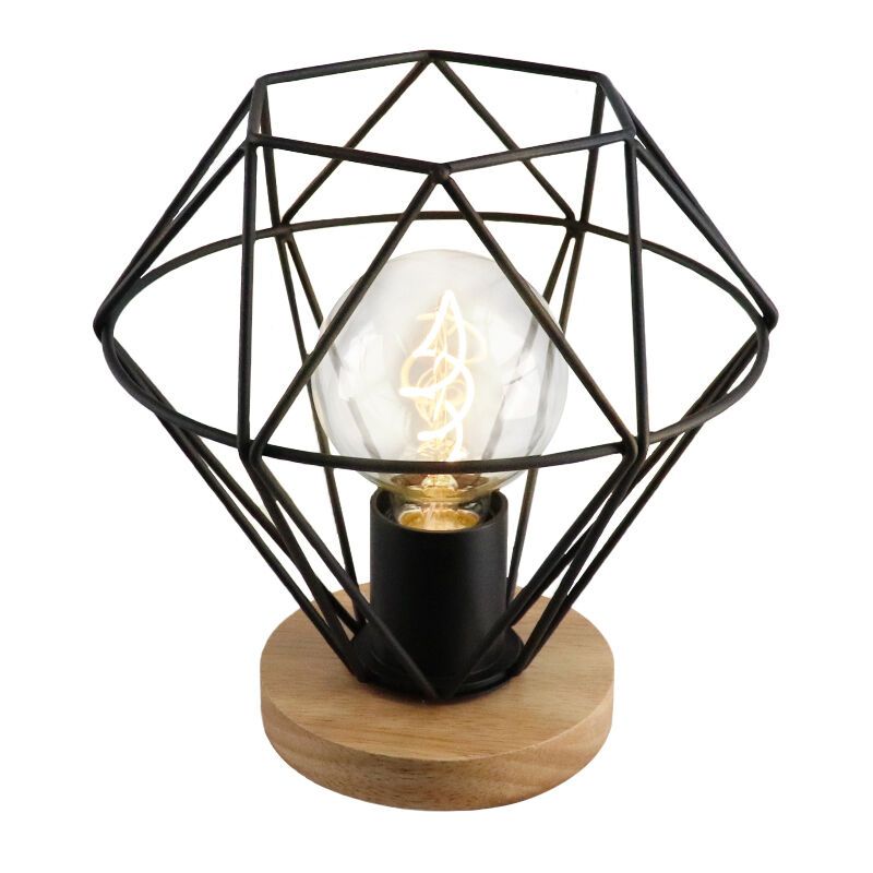 Lampe de table noire industrielle, Jochem, avec interrupteur