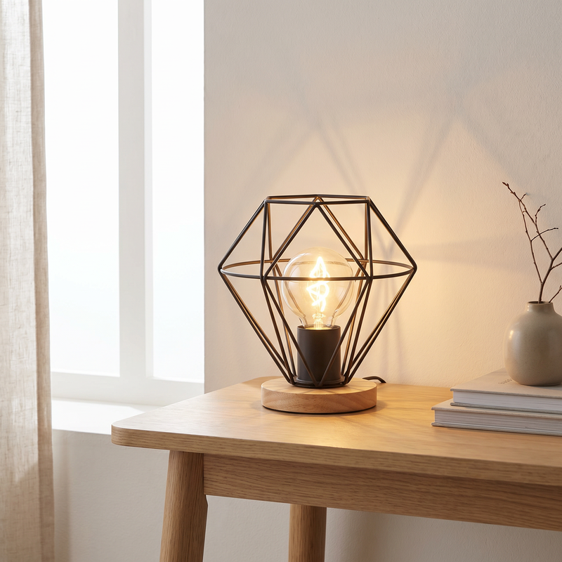 Lampe de table noire industrielle, Jochem, avec interrupteur