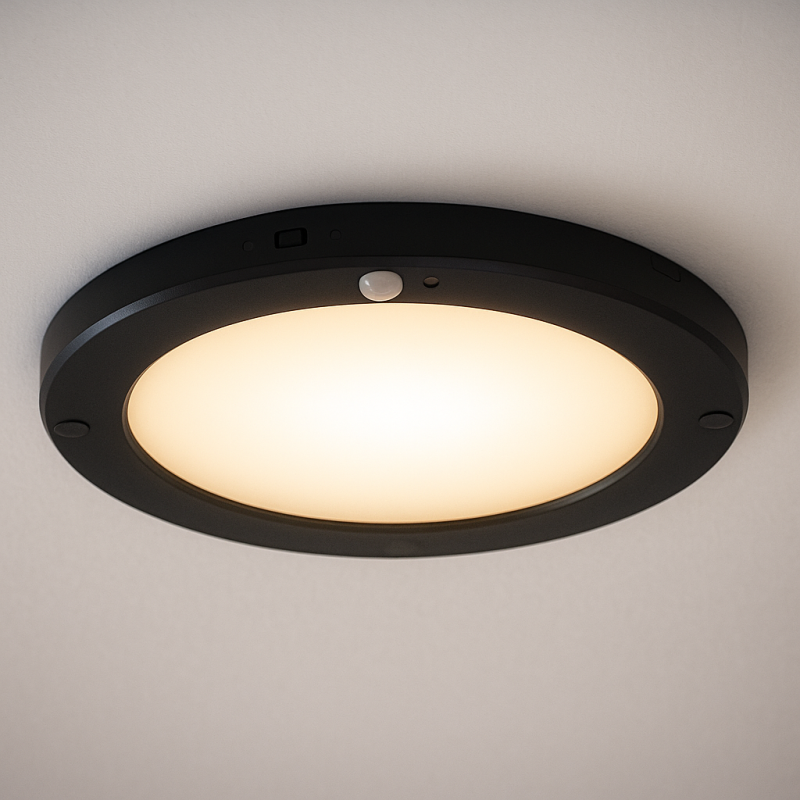 Plafonnier avec capteur noir en plastique, Luan, 20W, 3000K LED Plafonnier avec capteur noir en plastique, Luan, 20W, 3000K LED