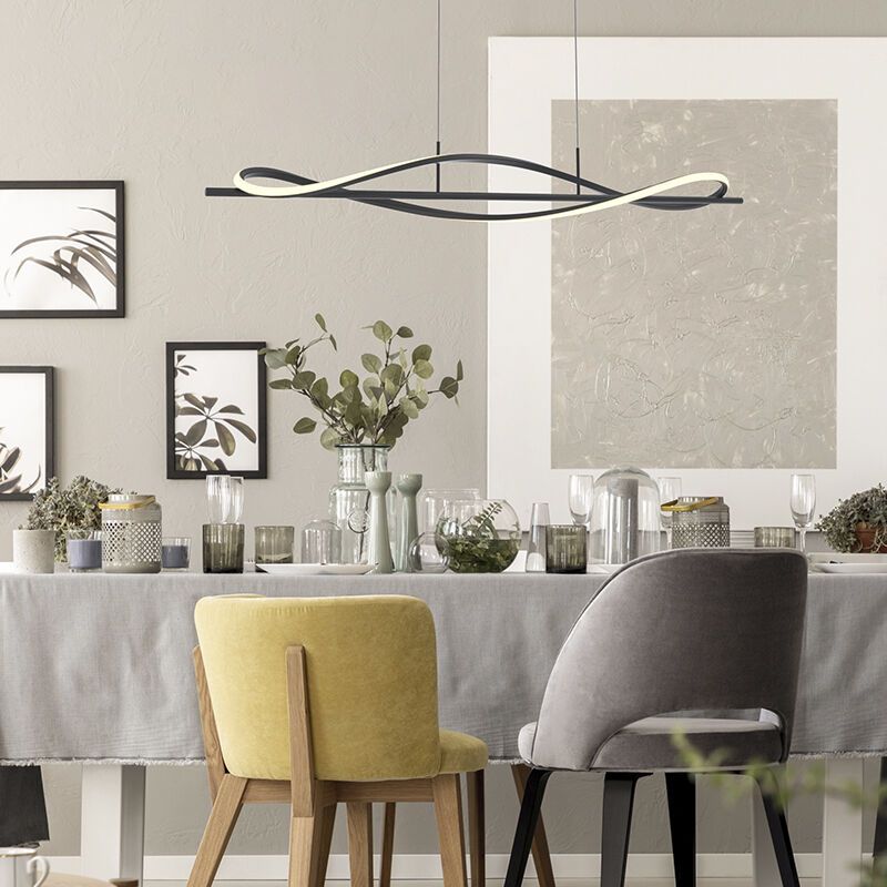 Suspension noire moderne, Levon, 30W, 3000K LED, gradable en 3 étapes Suspension noire moderne, Levon, 30W, 3000K LED, gradable en 3 étapes