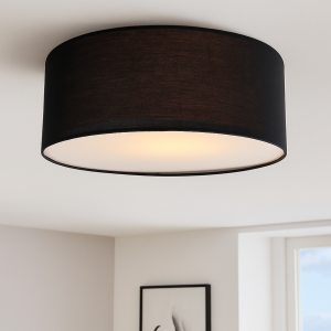 Lampe plafond noire en tissu, Mendy