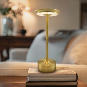 Lampe de table rechargeable dorée moderne, Arvind, 3W, blanc chaud à froid réglable LED, avec interrupteur