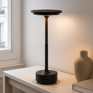 Lampe de table rechargeable noire moderne, Arvind, 3W, blanc chaud à froid réglable LED, avec interrupteur