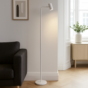 Lampadaire blanc moderne, Carlos, avec interrupteur