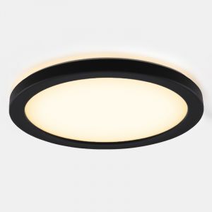 Plafonnier salle de bain noir en plastique, Shivani, 8W, 3000K LED, IP44