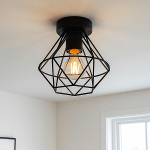 Lampe plafond noire industrielle, Jochem