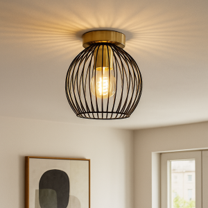 Lampe plafond dorée industrielle, Wiro