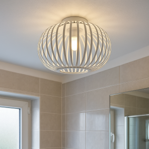 Plafonnier salle de bain blanc industriel, Lieve, IP44