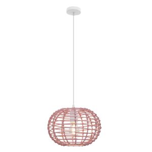 Suspension en rotin rose, Roza