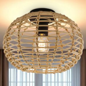 Plafonnier en rotin marron, Roza