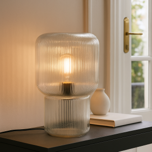 Lampe de table transparente design, Chelsea, avec interrupteur