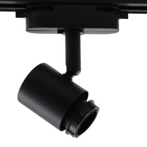 Spot de système de rail monophasé noir en plastique,