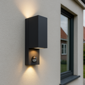 Applique extérieur avec détecteur de mouvement noire moderne, Corella, IP54
