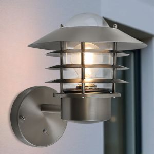 Applique extérieur avec capteur crépusculaire argentée en acier inoxydable, Felice, IP44