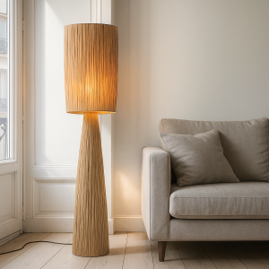 Lampadaire en papier marron, Daisy, avec interrupteur