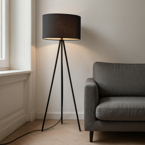 Lampadaire noir moderne, Janou, avec interrupteur