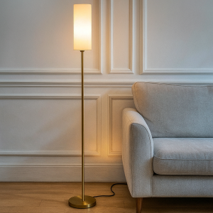 Lampadaire blanc moderne, Gaya, avec interrupteur