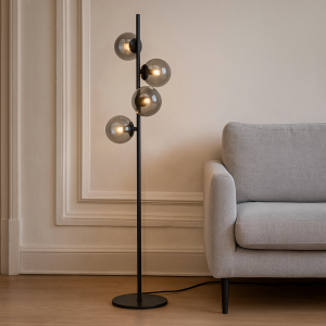Lampadaire gris design, Remo, avec interrupteur