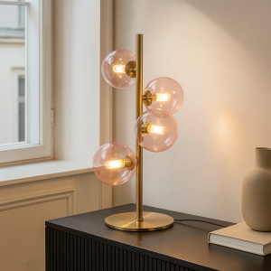 Lampe de table rose design, Remo, avec interrupteur