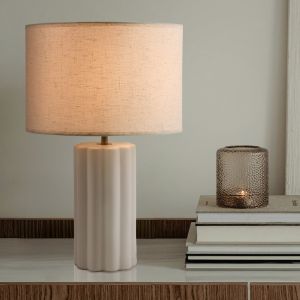 Lampe de table blanche rustique, Juno, avec interrupteur