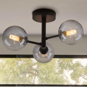 Plafonnier salle de bain noir moderne, Amer, IP44