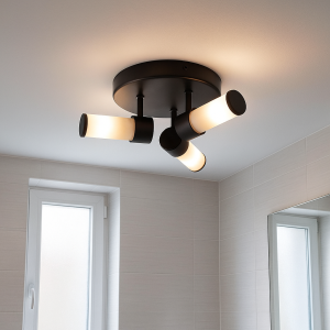 Plafonnier salle de bain noir moderne, Callum, IP44