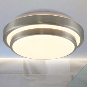Plafonnier salle de bain nickel moderne, Jaro, 12W, 3000K LED, IP44