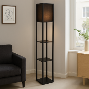 Lampadaire noir moderne, Izabel, avec interrupteur