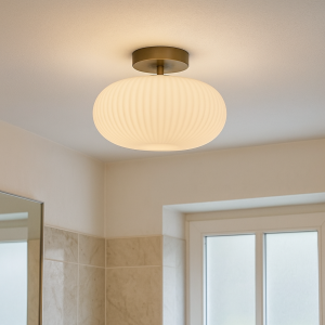 Plafonnier salle de bain blanc design, Elliot, IP44